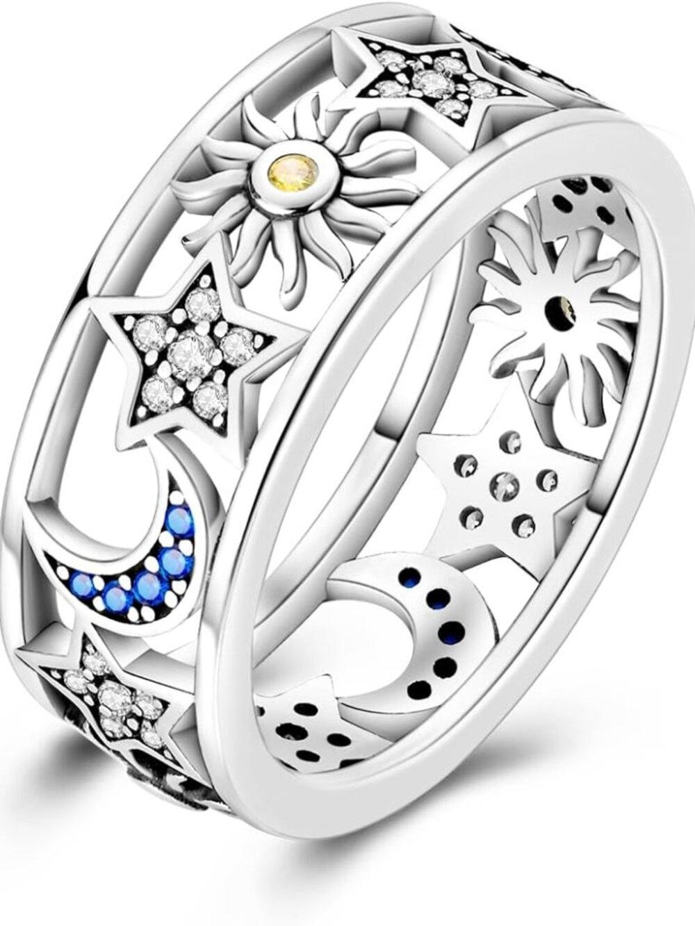 925 Sterling Silver Rings for Women Cubic Zirconia Eternity Bands for Women Stac